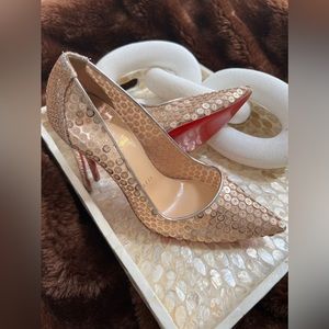 Christian Louboutin Pointy Toe Pumps Rose Gold Size 36 1/2